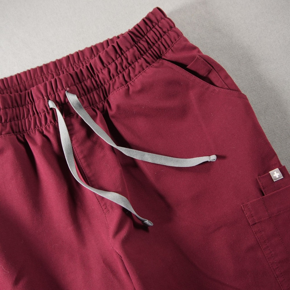 FIGS High Waisted Yola Skinny Gray Drawstring Cargo Women Scrub Pants L Red